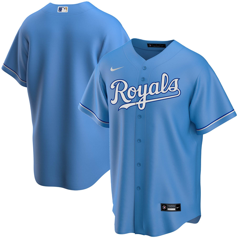 2020 MLB Men Kansas City Royals Nike Light Blue Alternate 2020 Replica Team Jersey 1